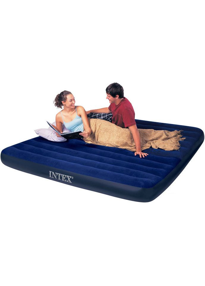 Двухместный надувной матрас 68755 Большой размер с велюровым покрытием 183x203x22 см Intex (350349133)