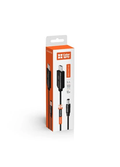 Кабель живлення USB to DC 5.5x2.5mm 9V 1.0m black (CW-CBUD066-BK) Colorway (397096043)