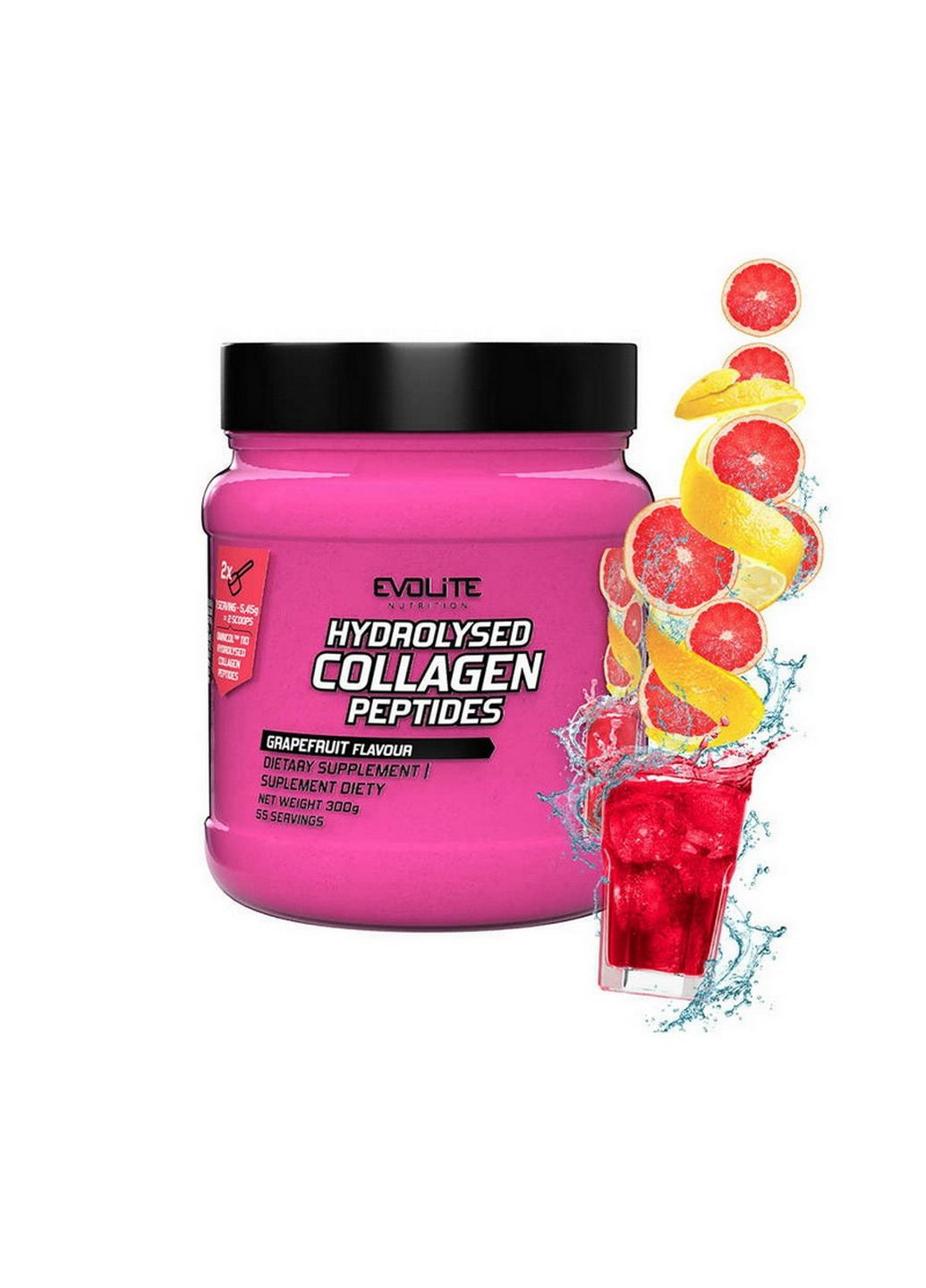 Препарат для суставов и связок Hydrolyzed Collagen Peptides, 300 грамм Грейпфрут Evolite Nutrition (293417420)