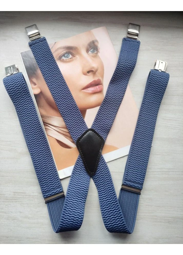 Мужские подтяжки двойные Х-образные светлый джинс No Brand (330775030)