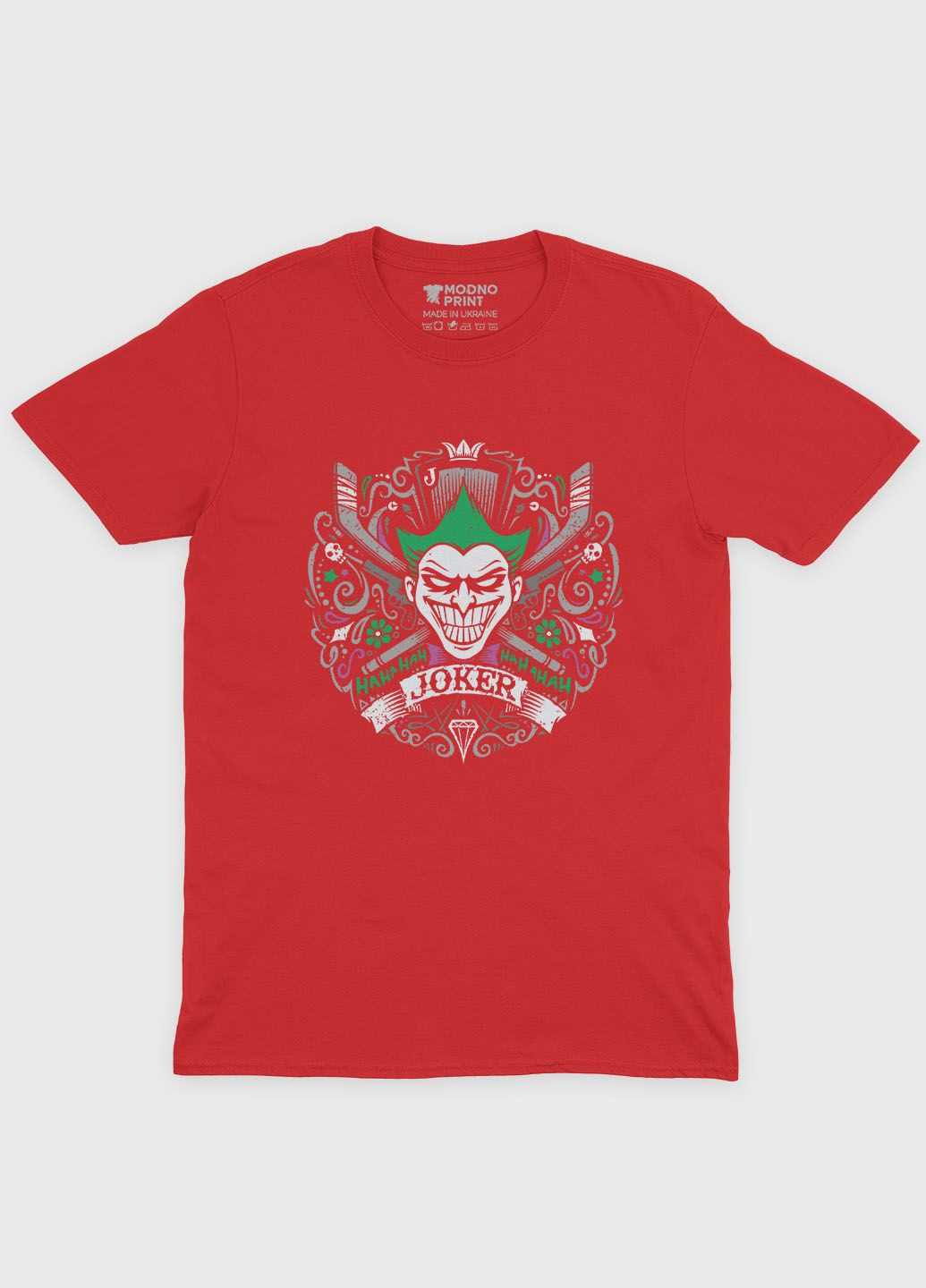 Красная демисезонная футболка для девочки с принтом супервора - джокер (ts001-1-sre-006-005-025-g) Modno
