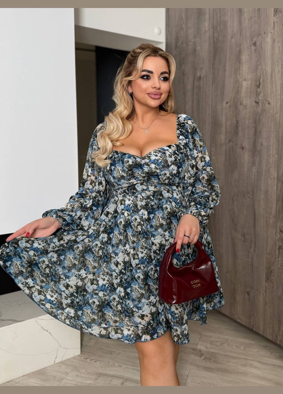 Черное повседневный платье клеш Garna с цветочным принтом