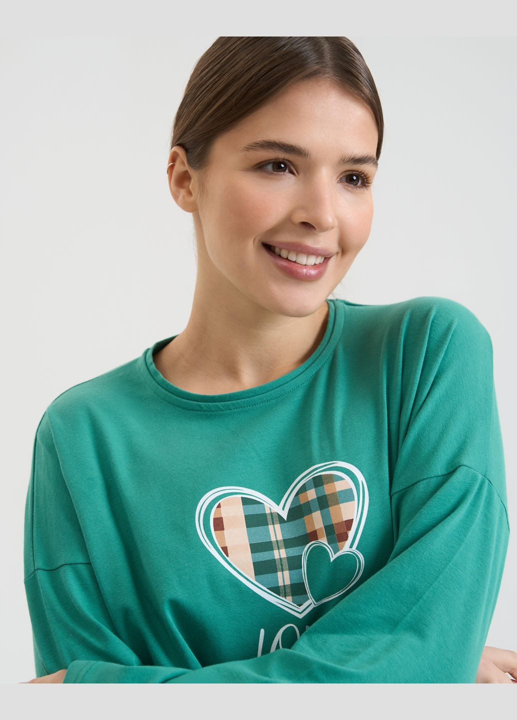 Зелена жіночий комплект зі штанами в клітку Nicoletta