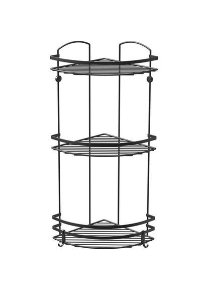 Кутова полиця трирівнева з гачками чорна Tekno-Tel LM009H (326598867)
