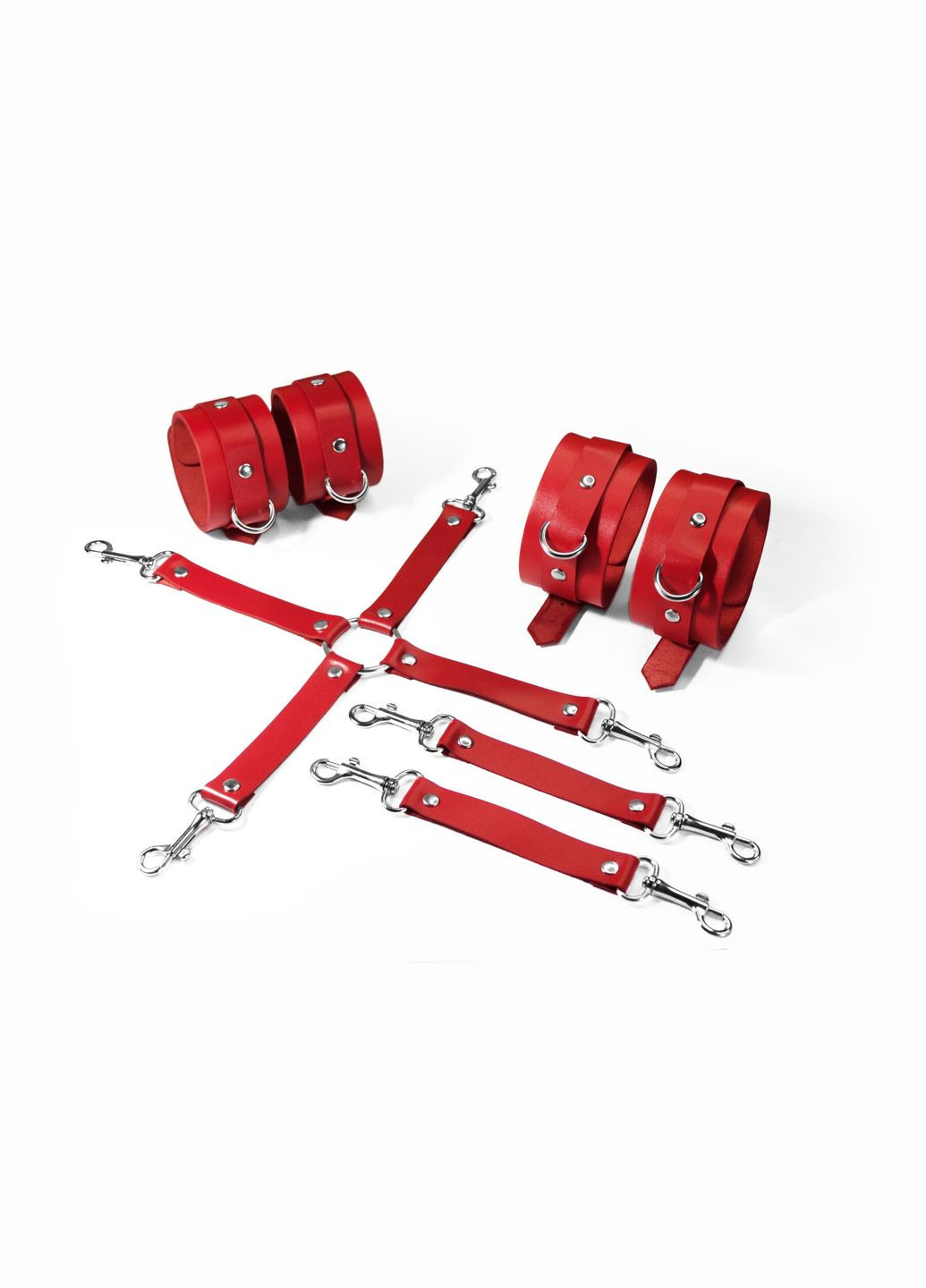 Набор для БДСМ 3 в 1 BDSM Kit 3 Red, red, наручники, поножи, крестовина Feral Feelings (291440761)