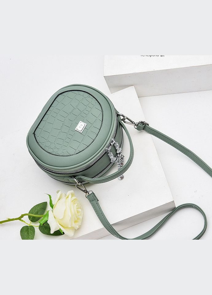 Круглая мини сумочка клатч из экокожи с молнией мятная (sku_623) No Brand (330576492)