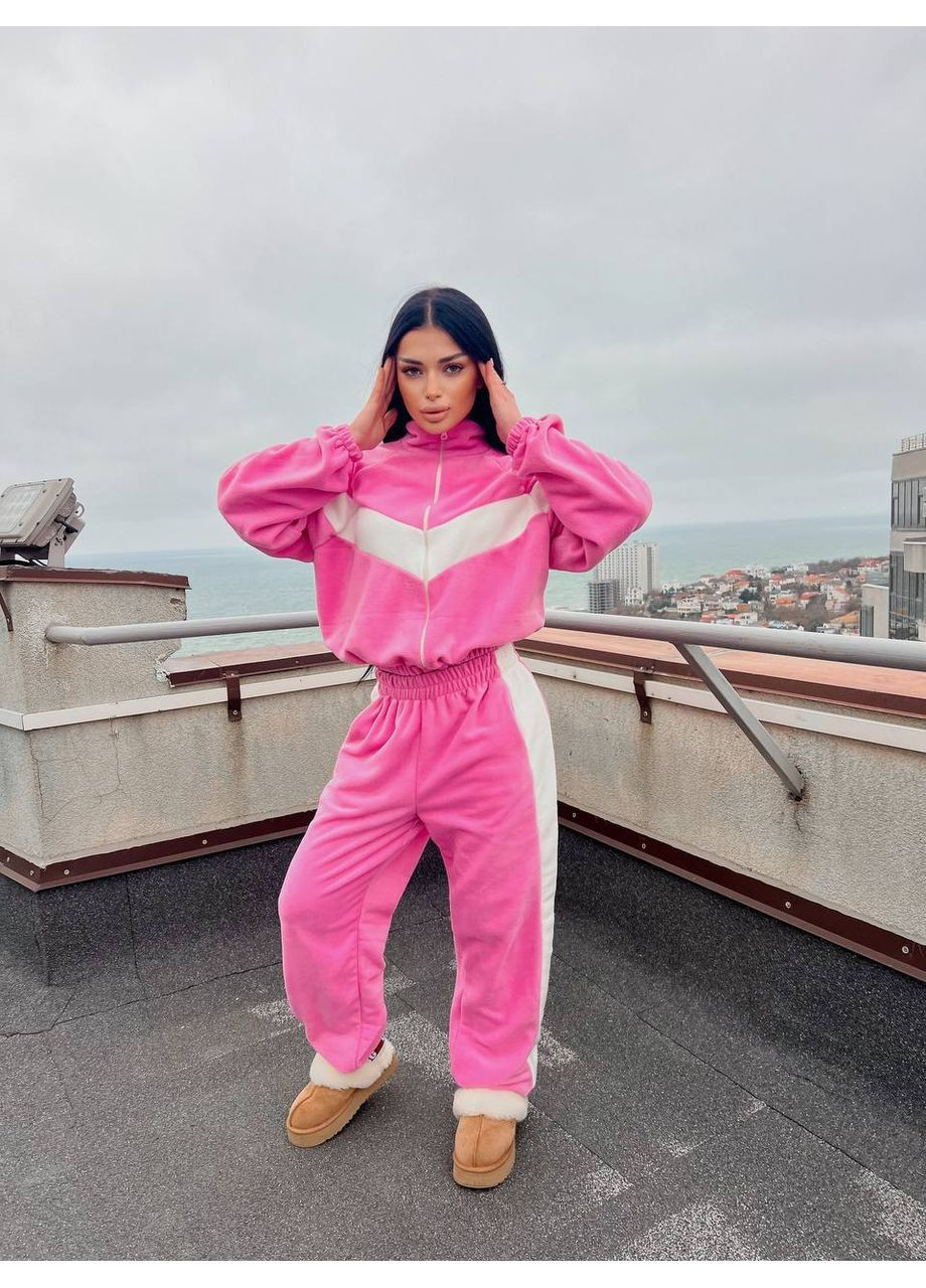 Жіночий флісовий спортивний костюм з контрастними смужками MonCher (370641043)