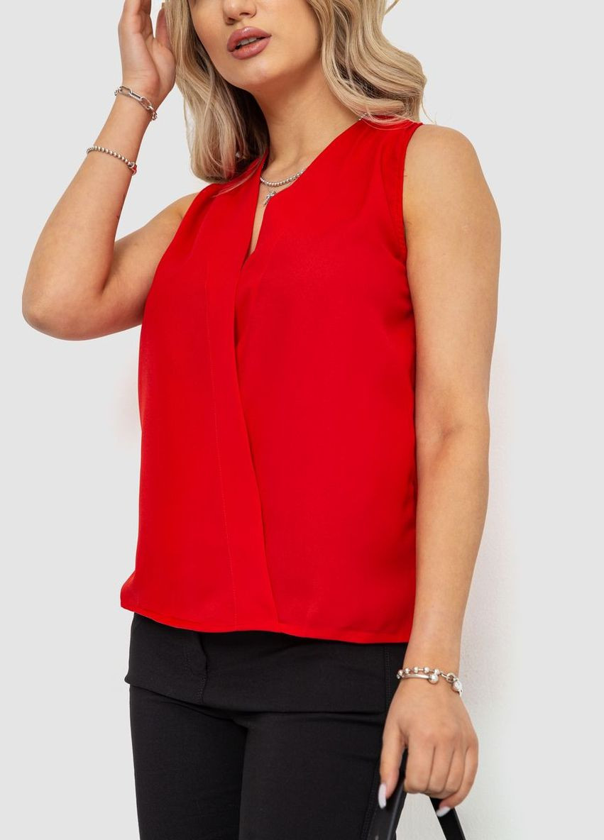 Красная демисезонная блуза без рукавов шифон, цвет красный, Ager