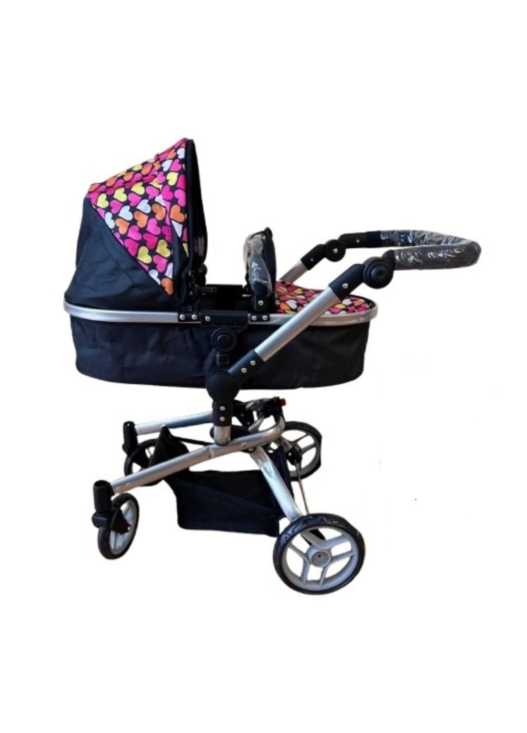 Коляска для кукол трансформер 9695 Черный с сердечками Melogo (362465242)