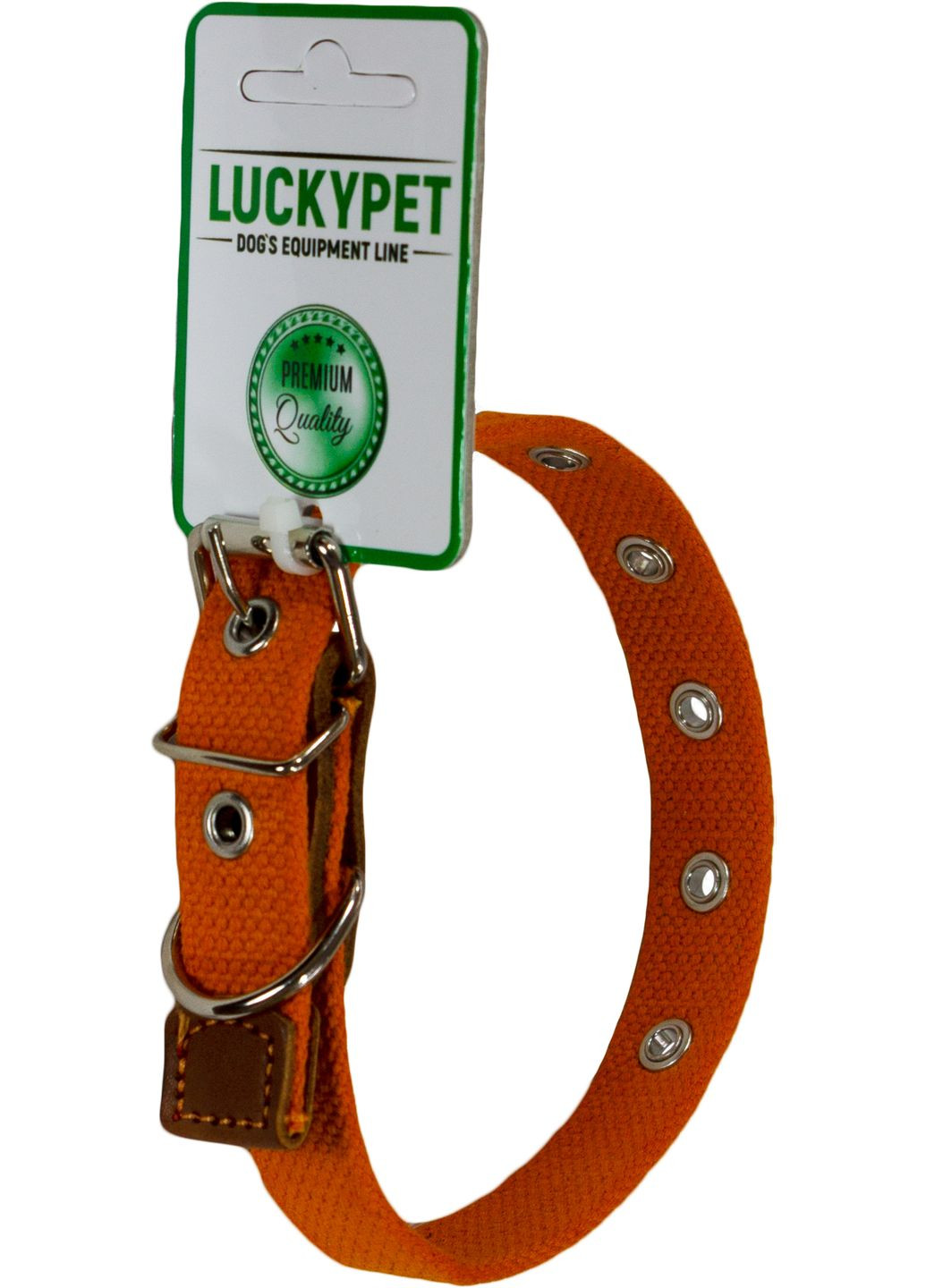 Нашийник брезентовий одинарний зі шкірою 2.0/17-36 см Оранжевий (4820224214603) Lucky Pet (279572498)