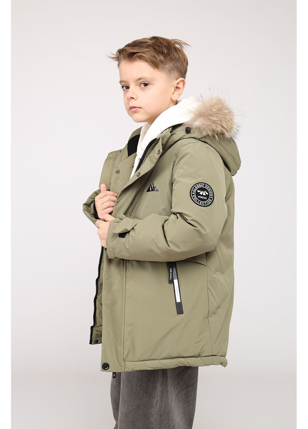 Оливкова (хакі) зимня куртка для хлопчика колір хакі цб-00280229 Yuki