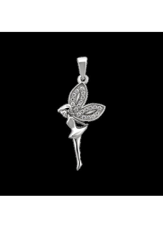 Кулон серебряный тематический фея с двумя крыльями из белых фианитов No Brand (333705597)