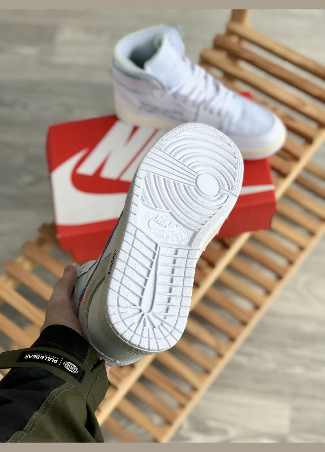 Білі всесезон кросівки чоловічі і жіночі nike jordan 1 retro off-white white | найк джордан 1 ретро офф-вайт білі No Brand