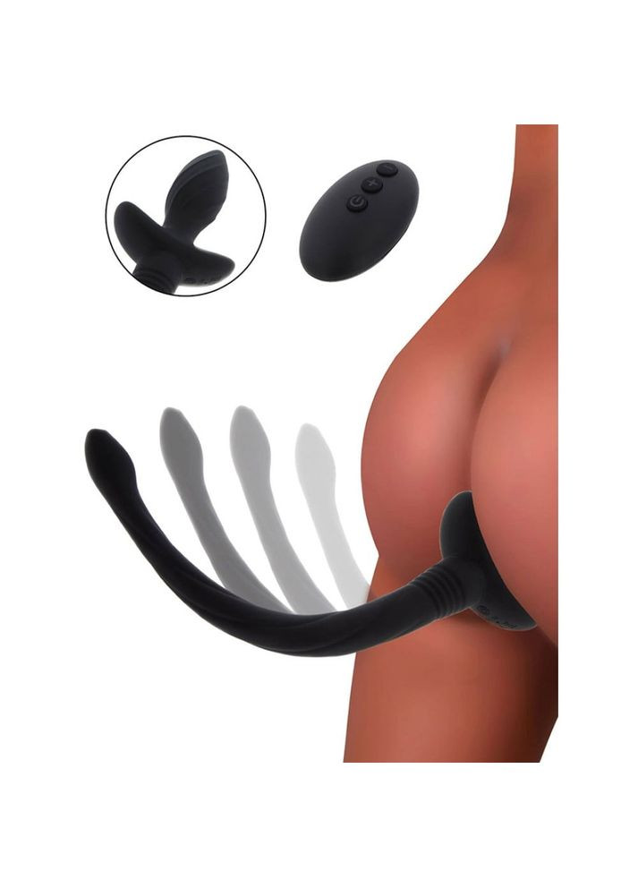 Анальная пробка Хвост с вибрацией Puppy Wiggle Tail, с пультом, силиконовая, черный Taboom (297863465)