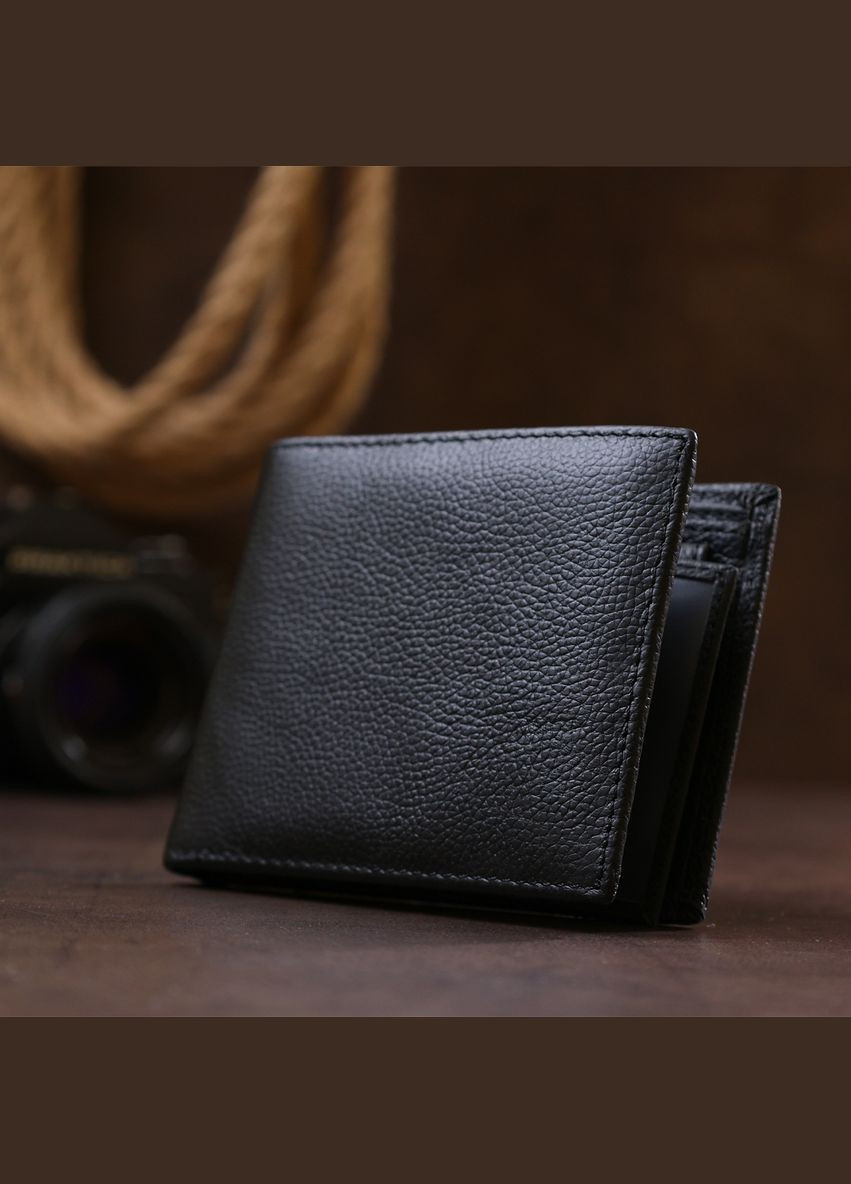 Гаманець чоловічий із монетницею без застібки з натуральної шкіри чорний (sku_20475) No Brand (327820463)