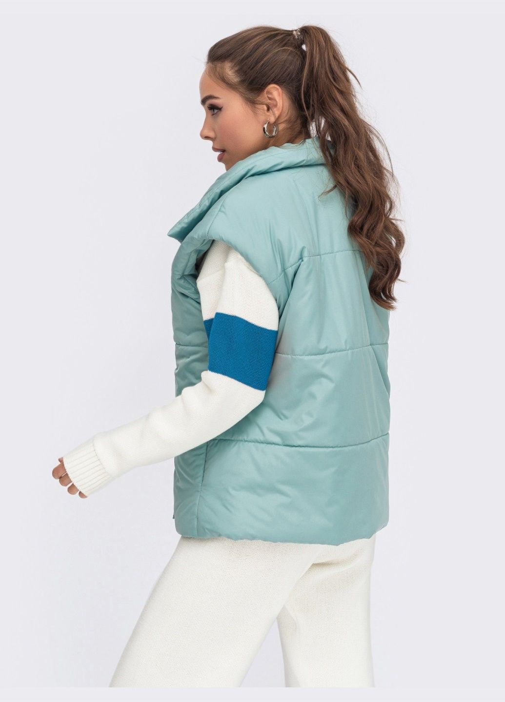демісезонний жилет з патами на ліпучках бірюзовий Dressa (308202118)