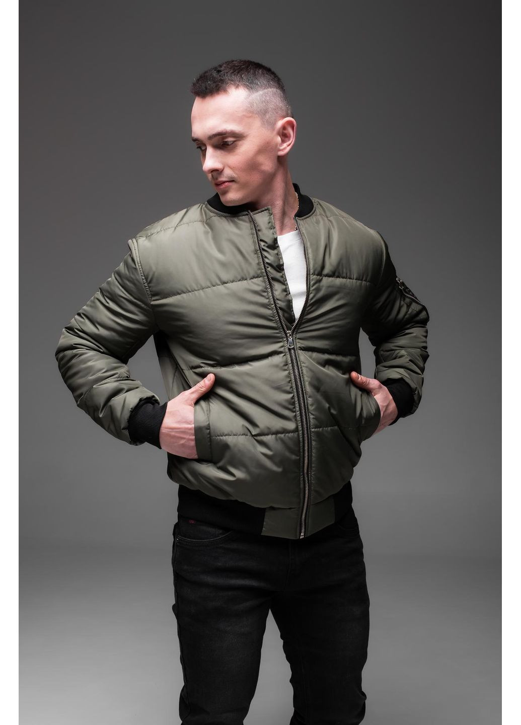 Куртка бомбер утепленная мужская бейсбольный на молнии (360964266)