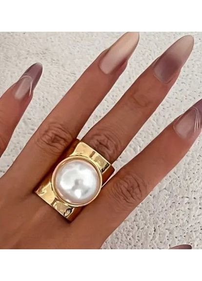 Кільце жіноче Широке акцентне з намистиной No Brand (351385016)