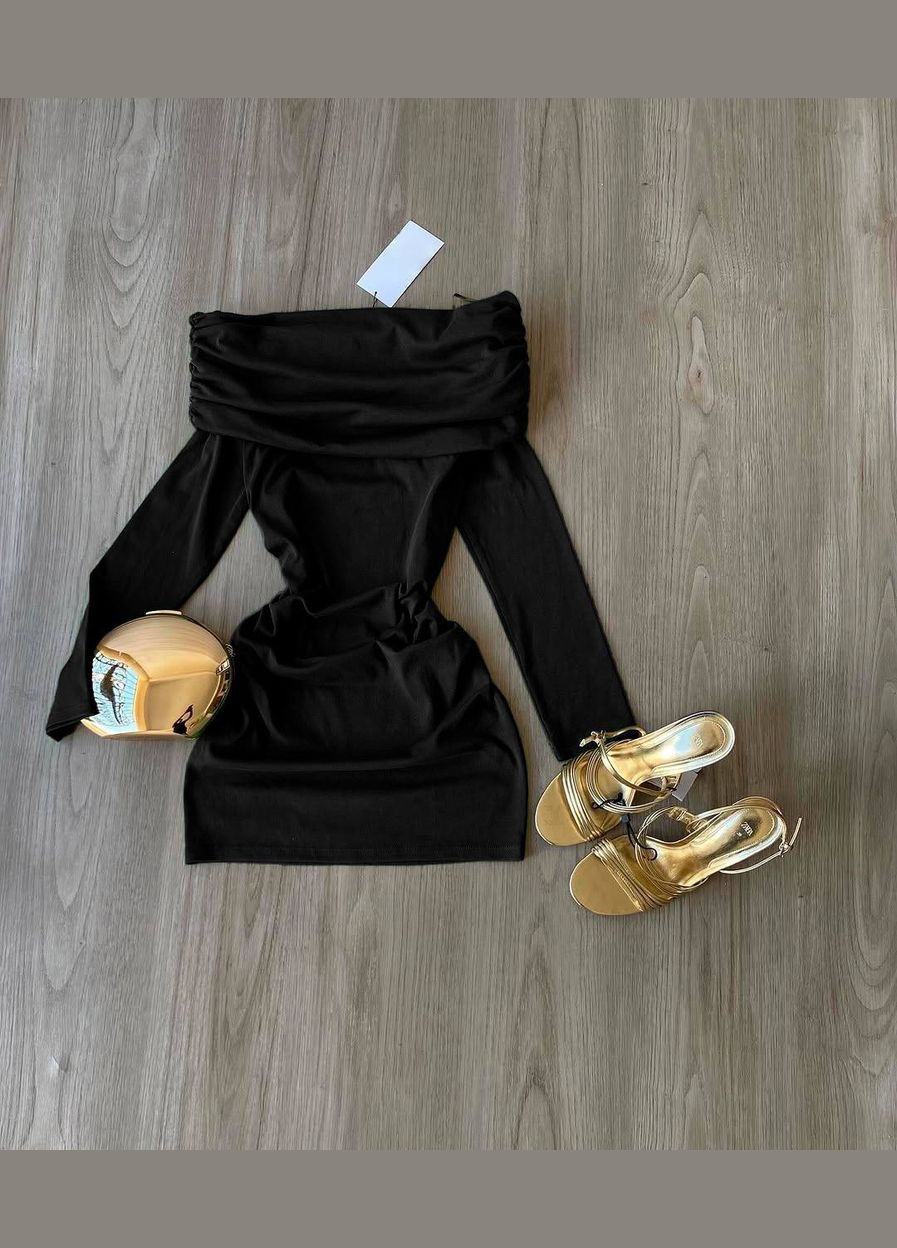 Черное праздничный, коктейльное, откровенный, повседневный, кэжуал, джинсовое, вечернее платье женское No Brand однотонное