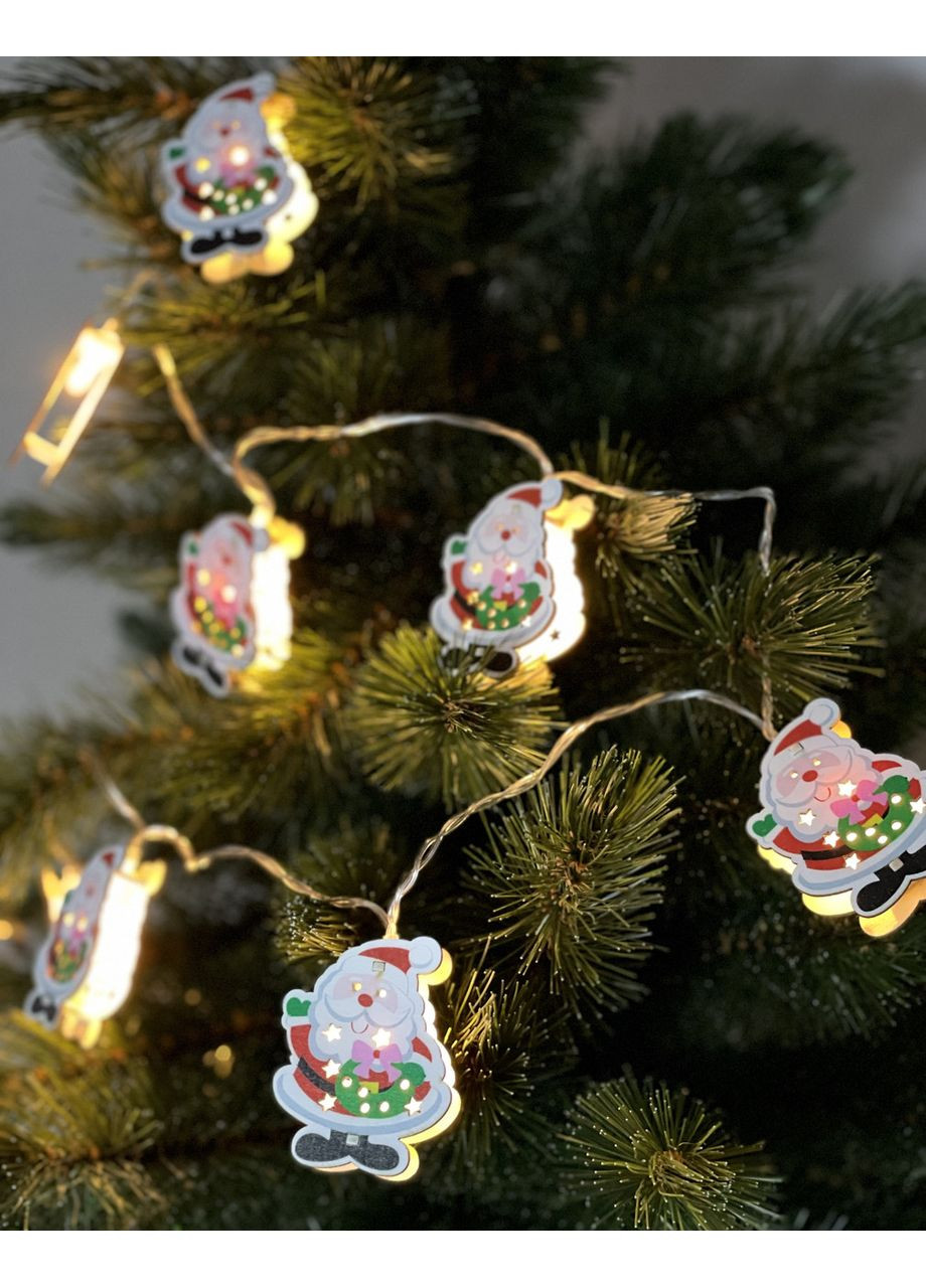 Гірлянда світлодіодна Санта Клаус Chomik 1,65 м тепле біле світло для новорічного декору освітлення ProDobro (367267778)