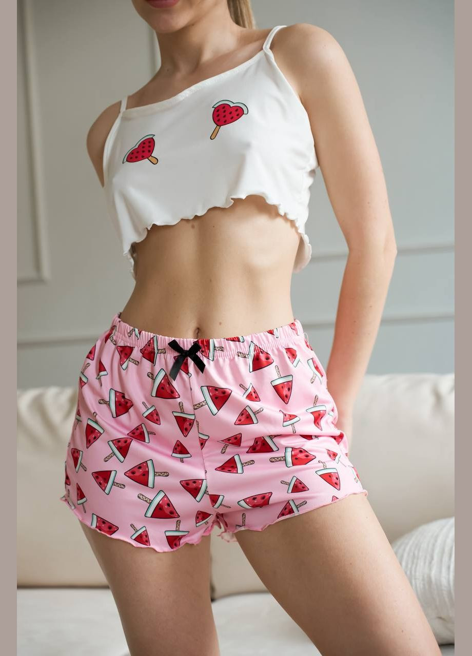 Рожева всесезон піжама жіноча шорти топ топ + шорти No Brand