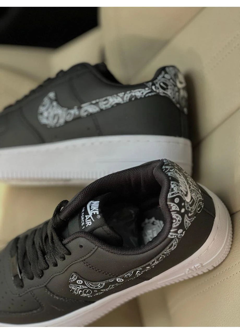 КРОССОВКИ ЖЕНСКИЕ NIKE AIR FORCE 1 BANDANA BLACK НАЙК АИР ФОРС 1 ЧЕРНЫЕ No Brand чёрные демисезоны (391936205)