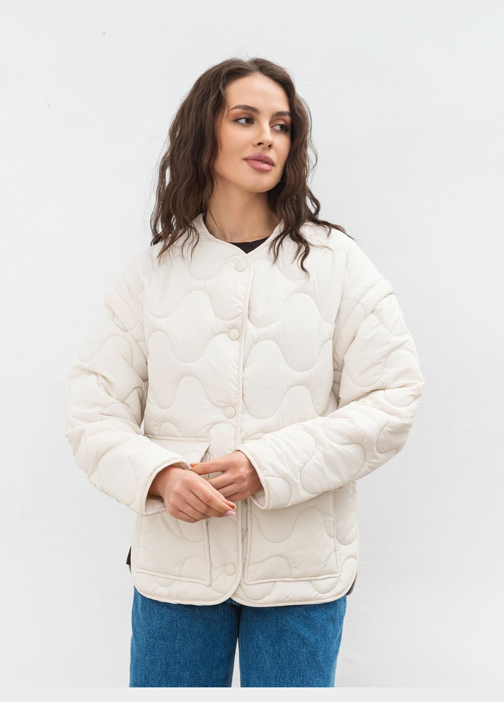 Молочная демисезонная куртка-жилет Romashka Буффало