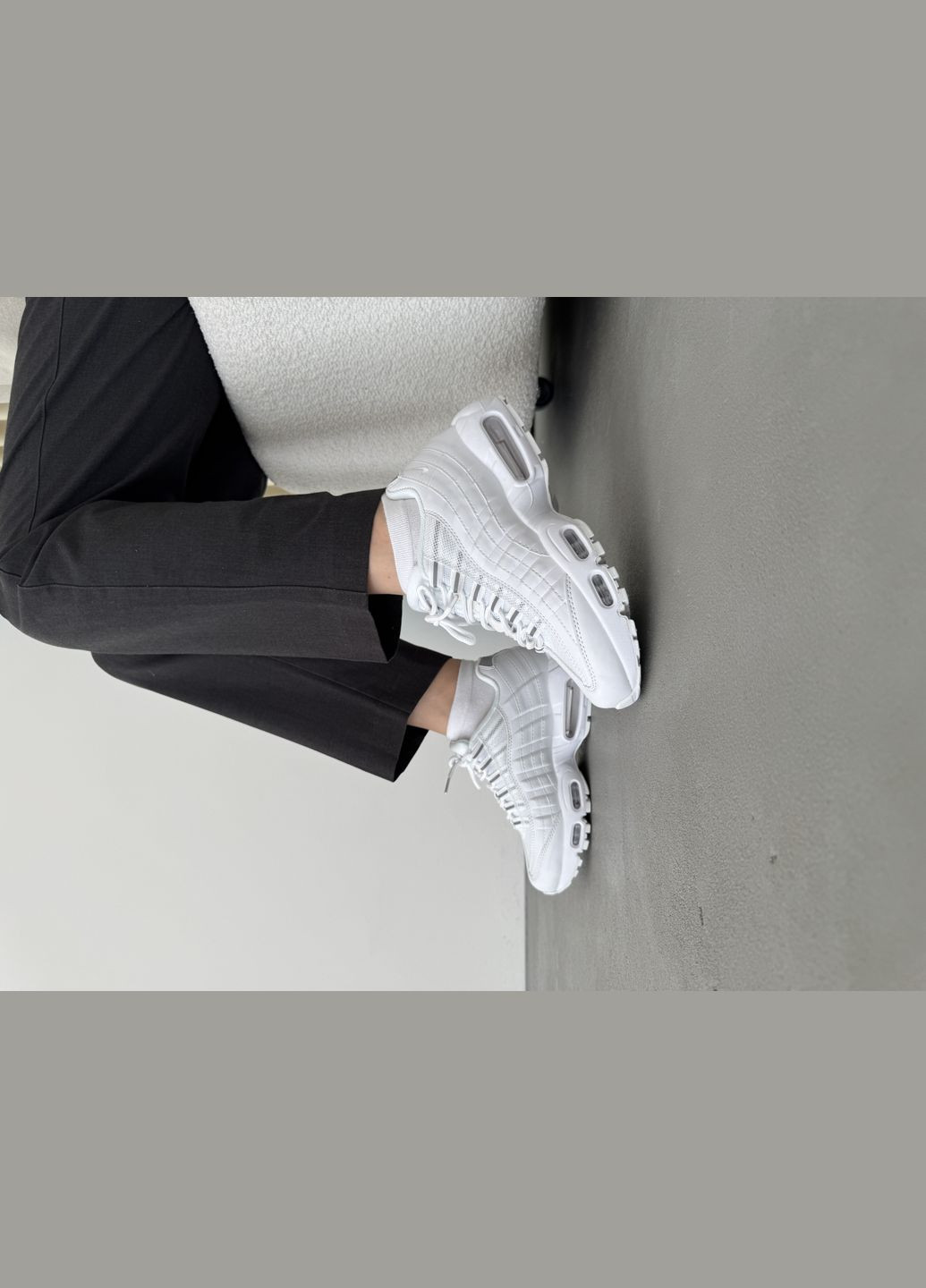 Белые демисезонные кроссовки мужские и женские nike air max 95 white | найк аир макс 95 белые No Brand