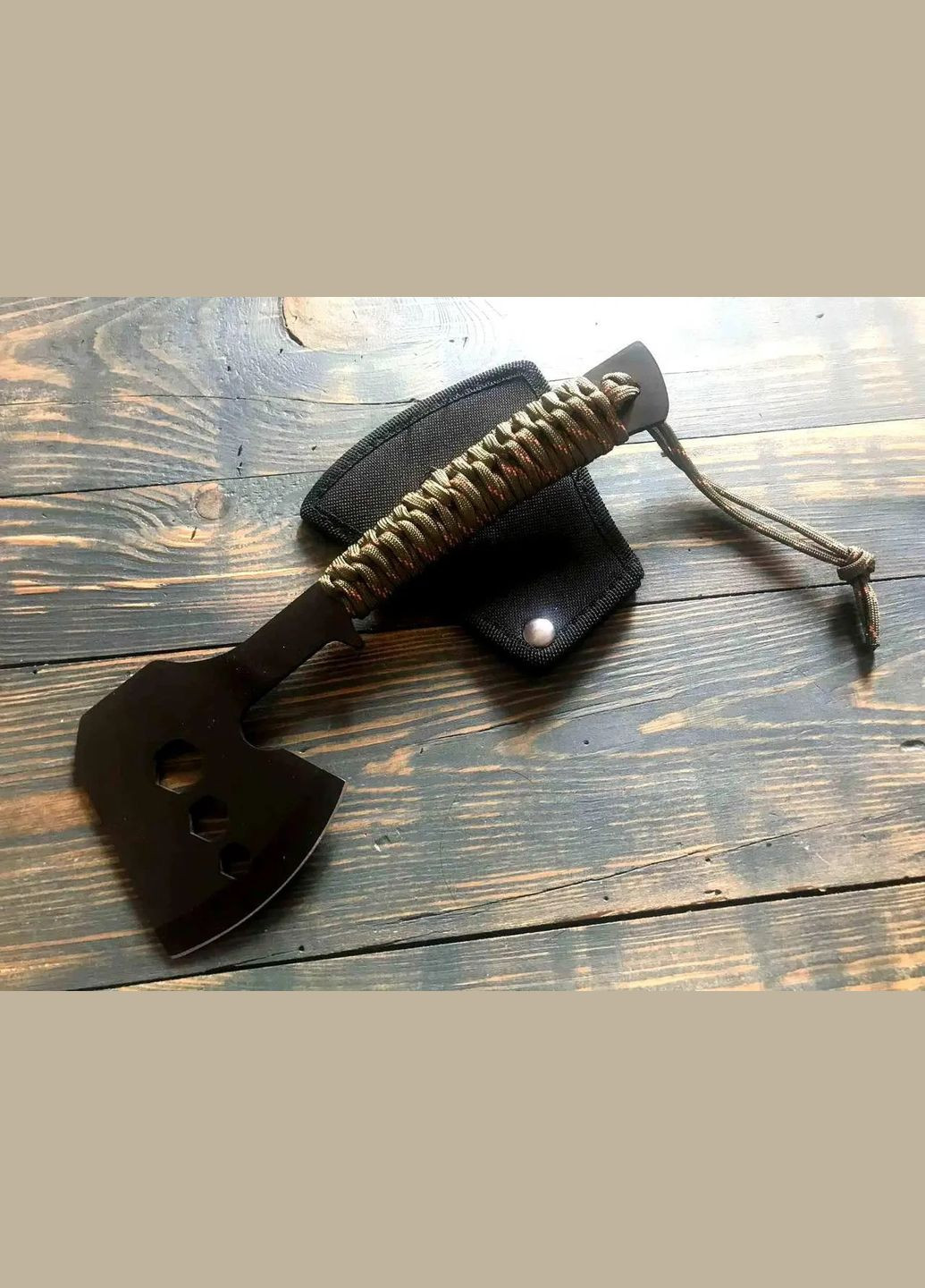 Топор метальний, туристичний Dakota AX цільнометалічний з паракордовою рукою в чохлі. No Brand (358204667)