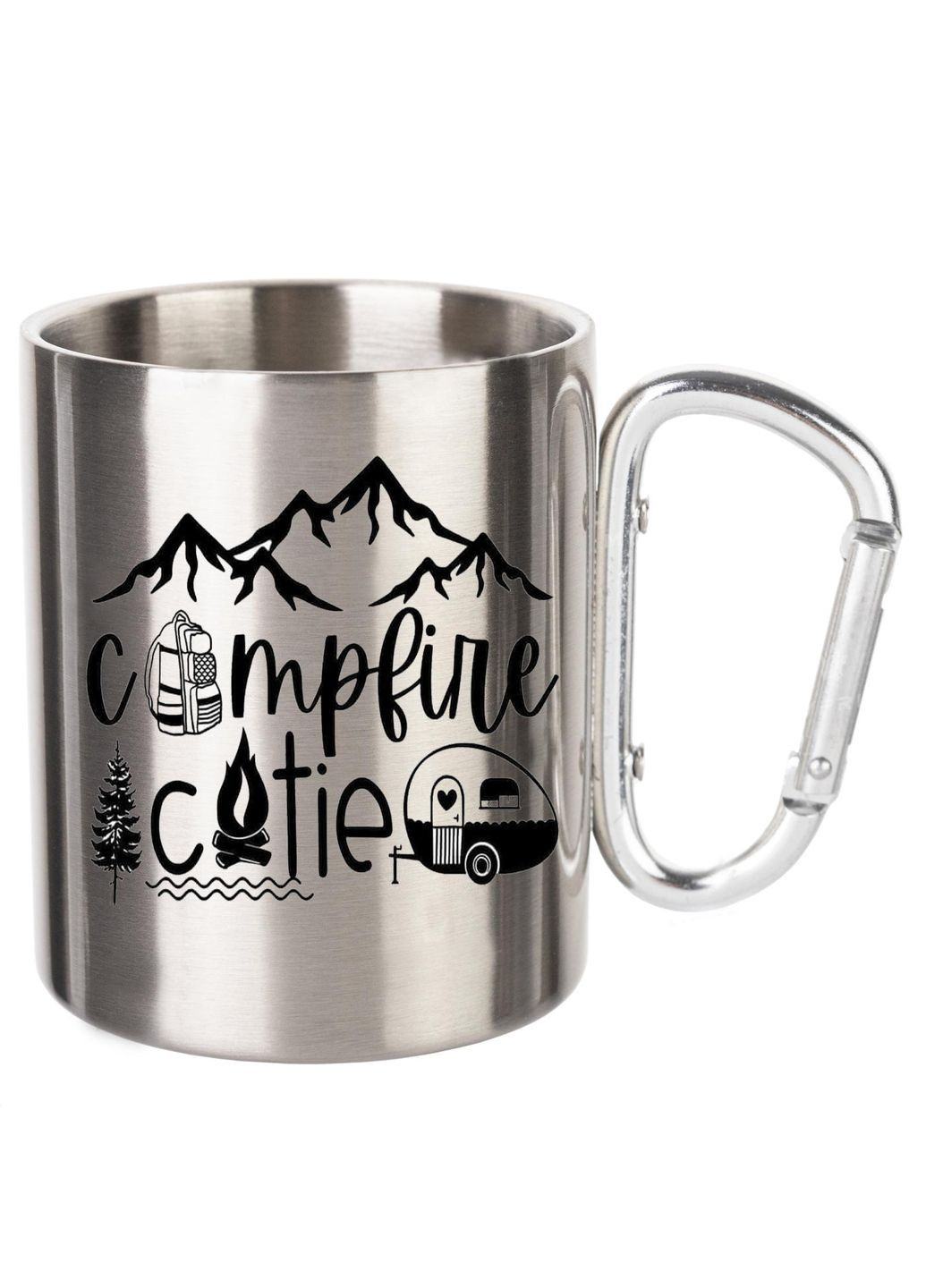 Кружка металева з карабіном (silver) туристична 300 мл #0034 silver No Brand (316121630)