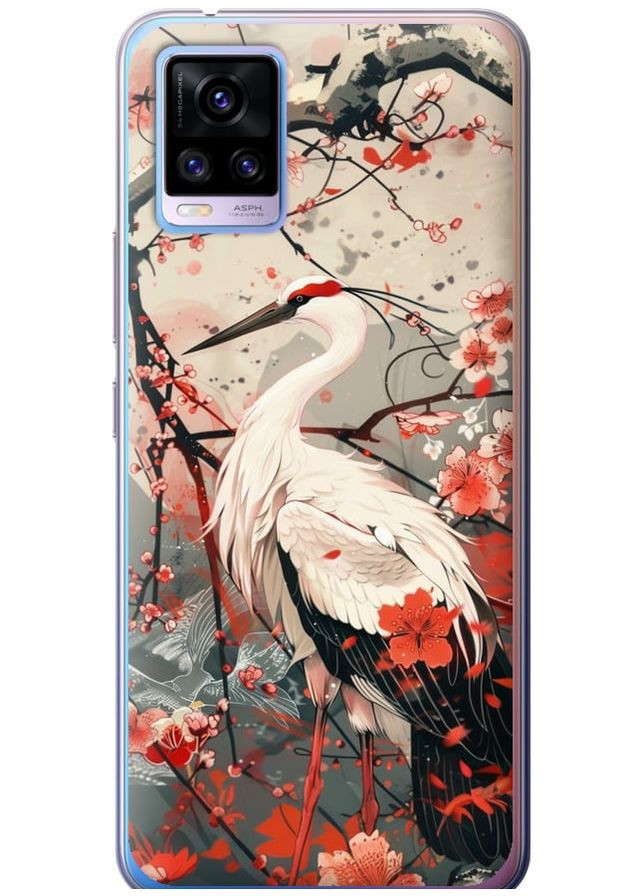 Силиконовый чехол 'Аист в цвету сакуры' для Endorphone Vivo V20 (291420714)