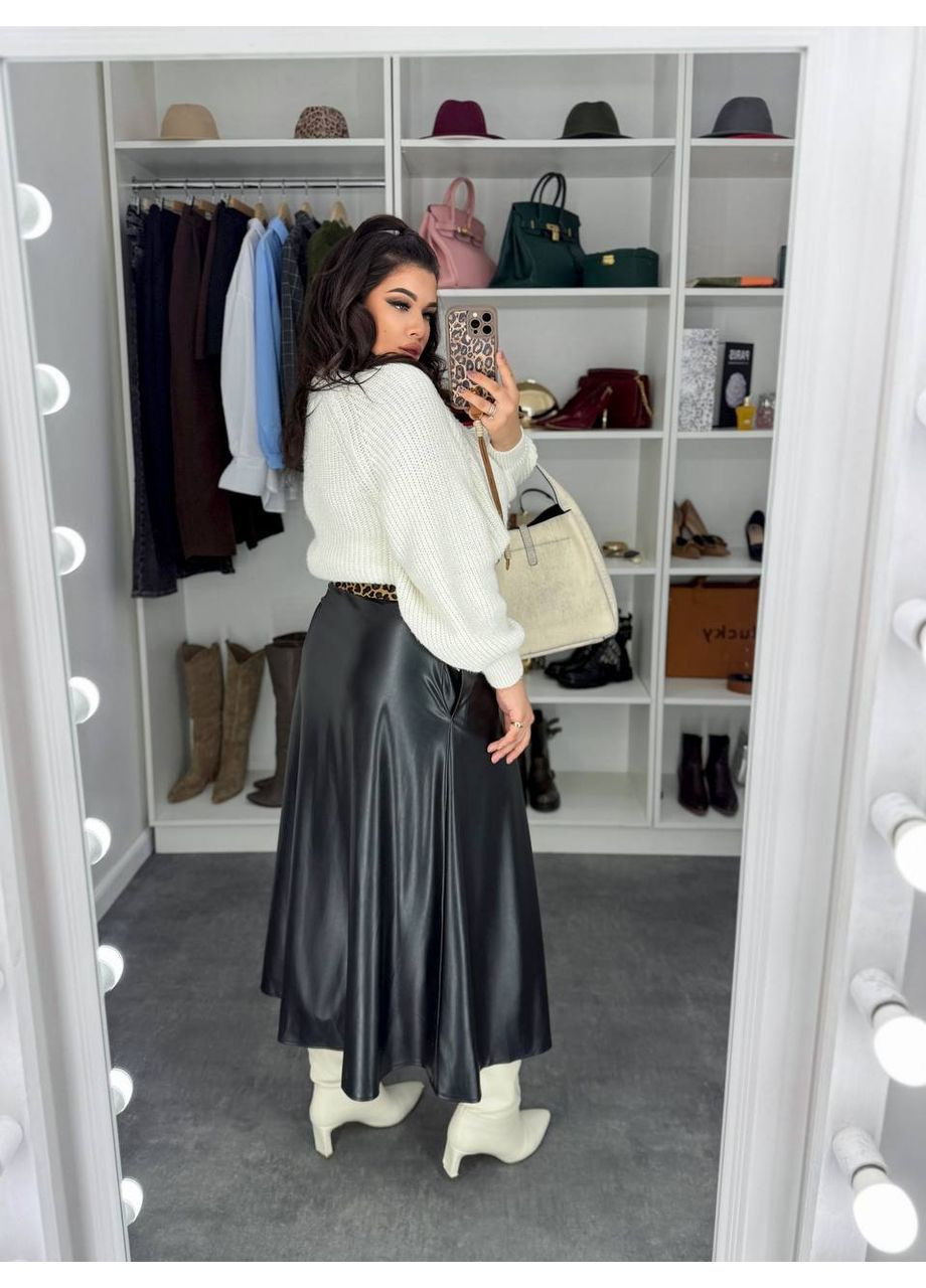 Черная женская юбка из эко-кожи. Osoblyva