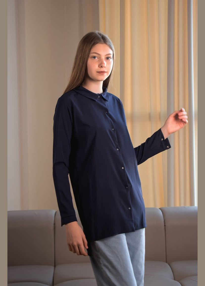 Синяя праздничный рубашка No Brand