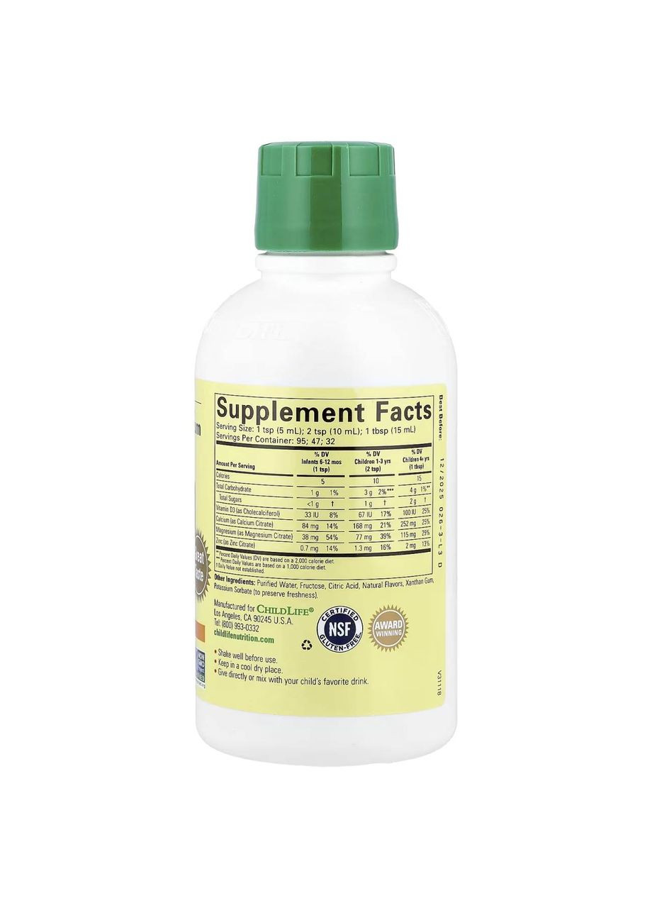 Жидкий кальций с магнием, с натуральным апельсиновым вкусом, 474 мл ChildLife (370135406)