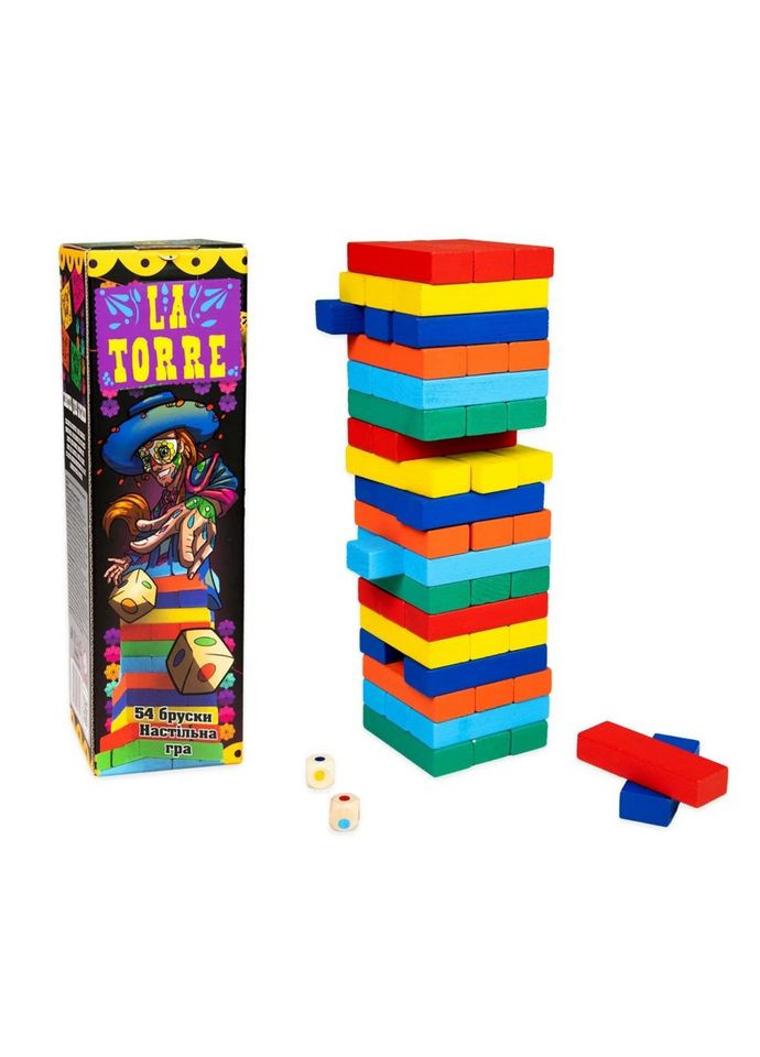 Настольная игра "La Torre" 30758, 54 бруска, 2 кубика Strateg (305296254)