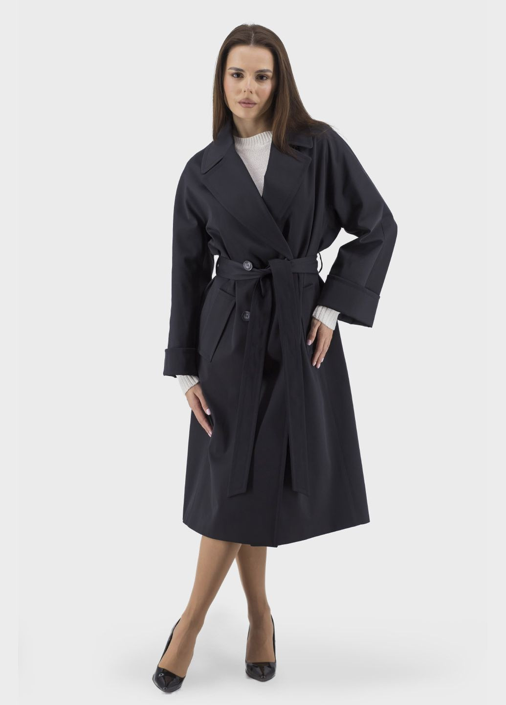 Женский плащ Kent (темносиний, ), 33222 на пуговицах демисезон (331785411)