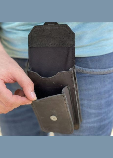 Сумка поясная на ремень мужская из натуральной кожи маленькая Черный 35143 TARWA (333300008)