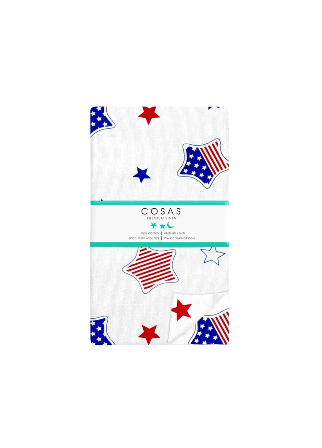 Двоспальна постіль з простирадлом на гумці Star America Dark Blue 180х220 см Cosas (307386801)