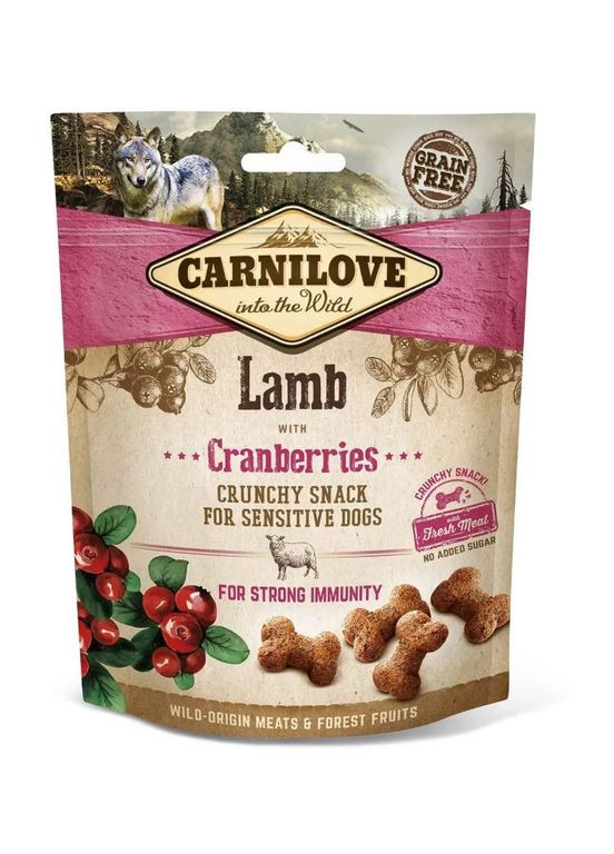 Лакомство Dog Crunchy Snack Lamb with Cranberries для собак для крепкого иммунитета с ягнятиной и клюквой 200 г Carnilove (352474216)