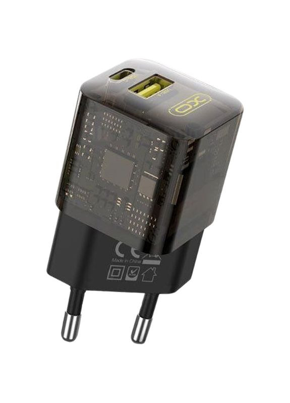Мережевий зарядний пристрій CE05 1 USB + 1 TypeC PD 30 W + QC 3.0 18 W Brown XO (279554716)