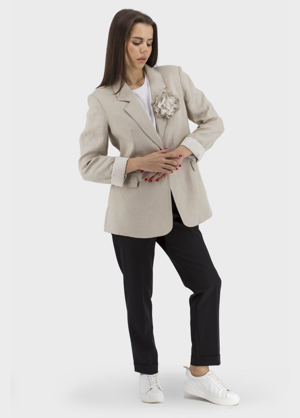 Бежевый женский женский пиджак quinto (, ), 35573 No Brand однотонный - всесезон