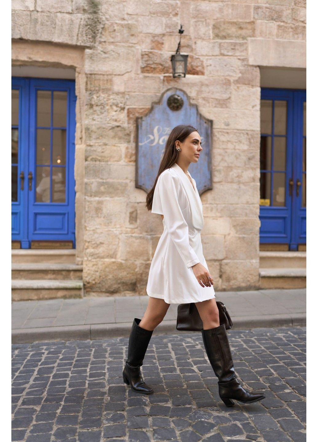 Белое коктейльное платье-жакет женское мини emily молочное платье-жакет Handy Wear однотонное