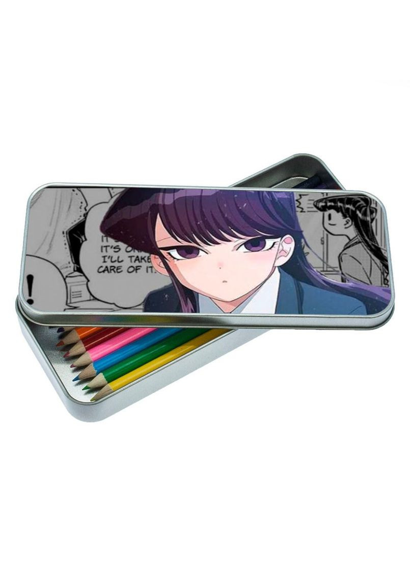 Пенал шкільний для хлопчика та дівчинки металевий У Комі сан проблеми зі спілкуванням #005 7*18 см Silver No Brand (309155000)