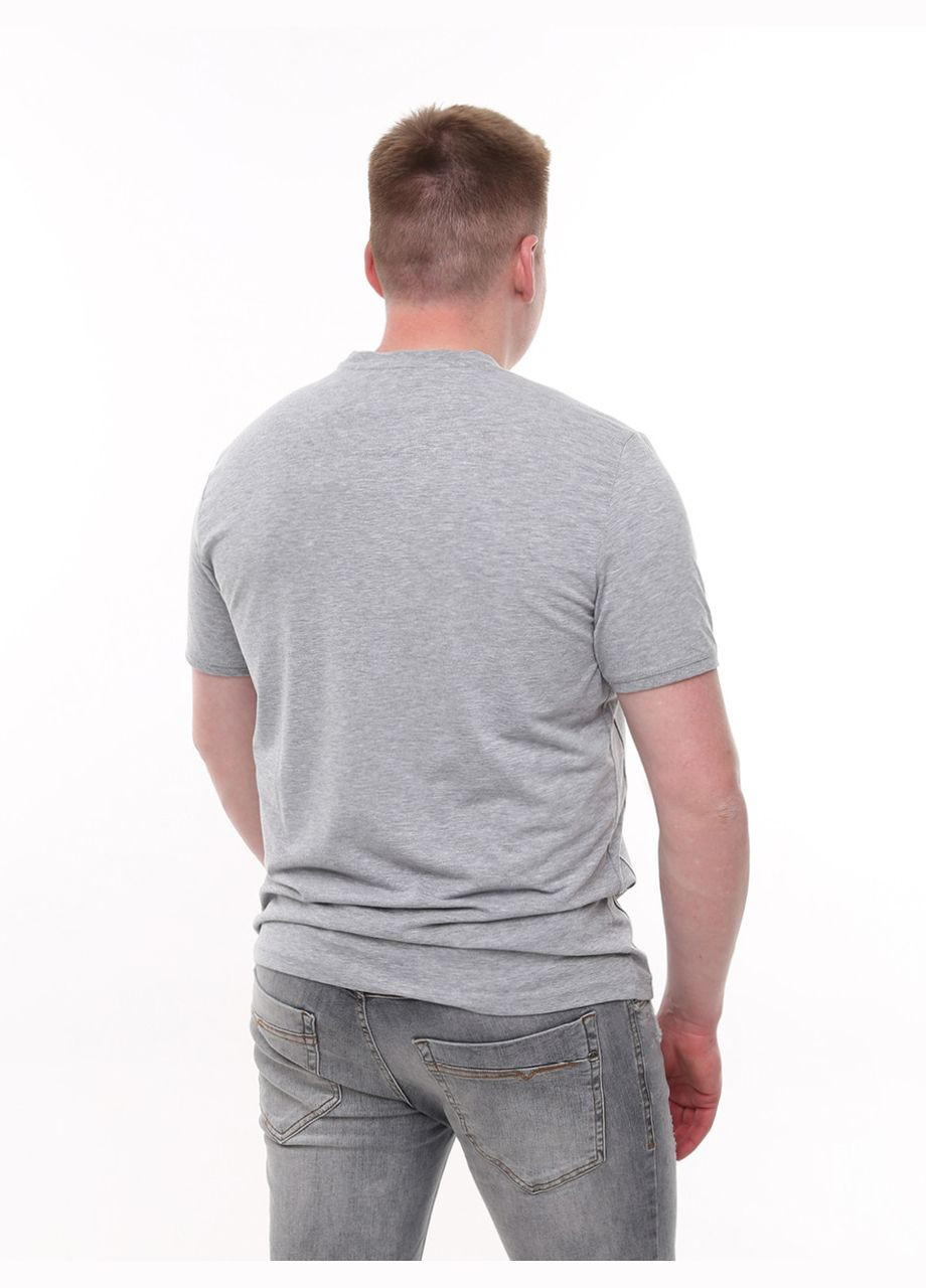 Сіра футболка чоловіча світло-сіра однотонна широка з коротким рукавом Jean Piere Вільна