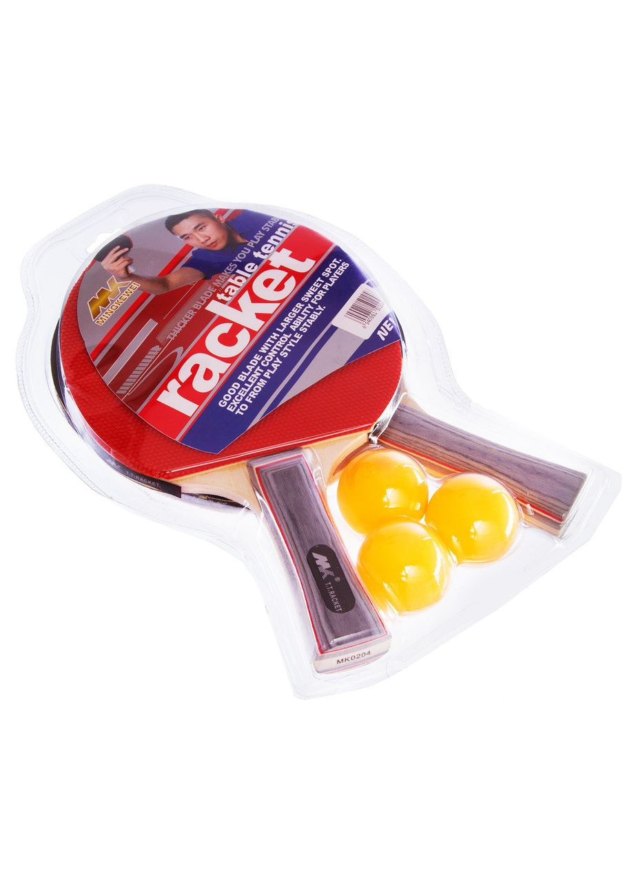 Набор для настольного тенниса 2 ракетки, 3 мяча (древесина, резина, пластик) (204) MK (361435179)