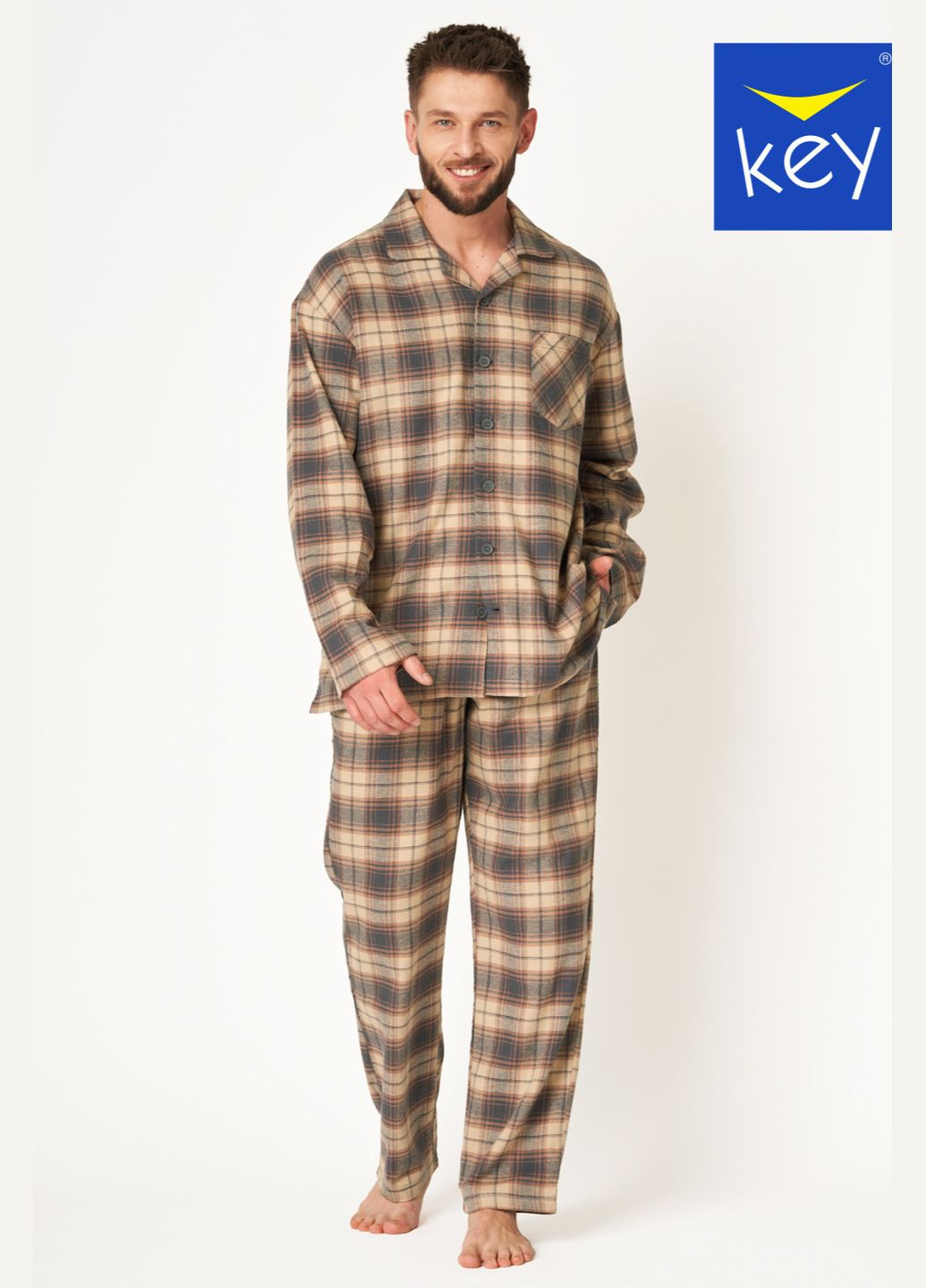 Піжама чоловіча фланель Key (305418016)