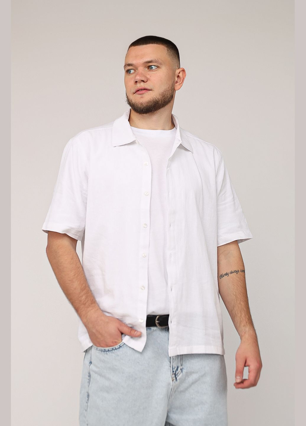 Сорочка з коротким рукавом чоловіча колір білий CB-00275664 COSPLAY (330259843)