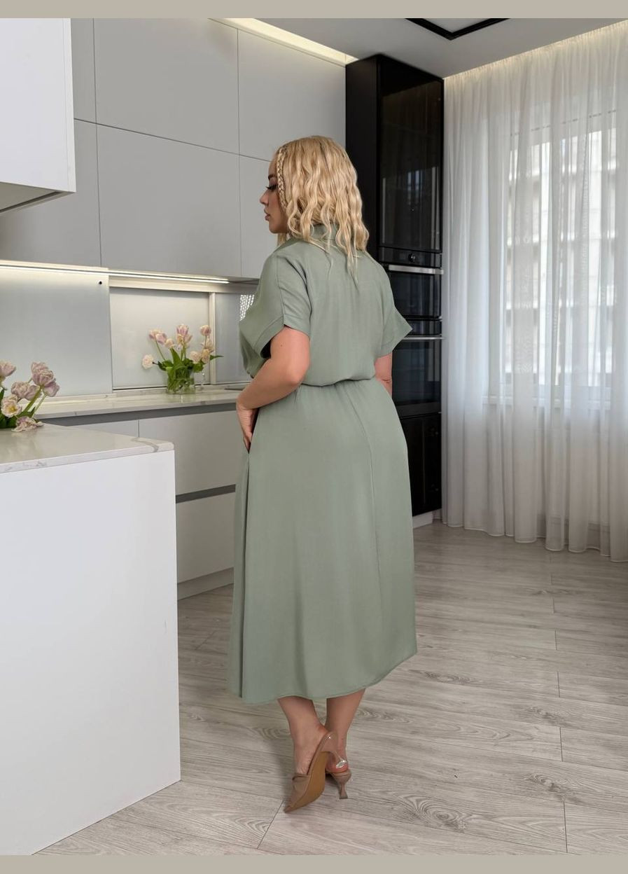 Оливкова святковий жіноча сукня FINO Mode однотонна