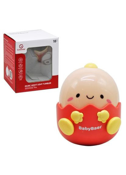 Неваляшка-нічник Sobebear Динозавр помаранчевий іграшка для дітей світильник з колисковими мелодіями ProDobro (367090642)