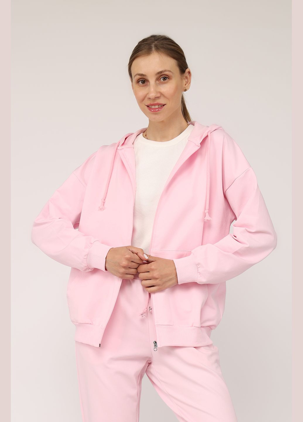 Толстовка на молнии женская цвет розовый ЦБ-00266278 Yuki (333801632)